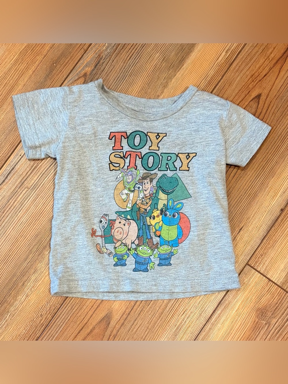 Kids Gray Graphic Tee with Colorful Character Print 12 months